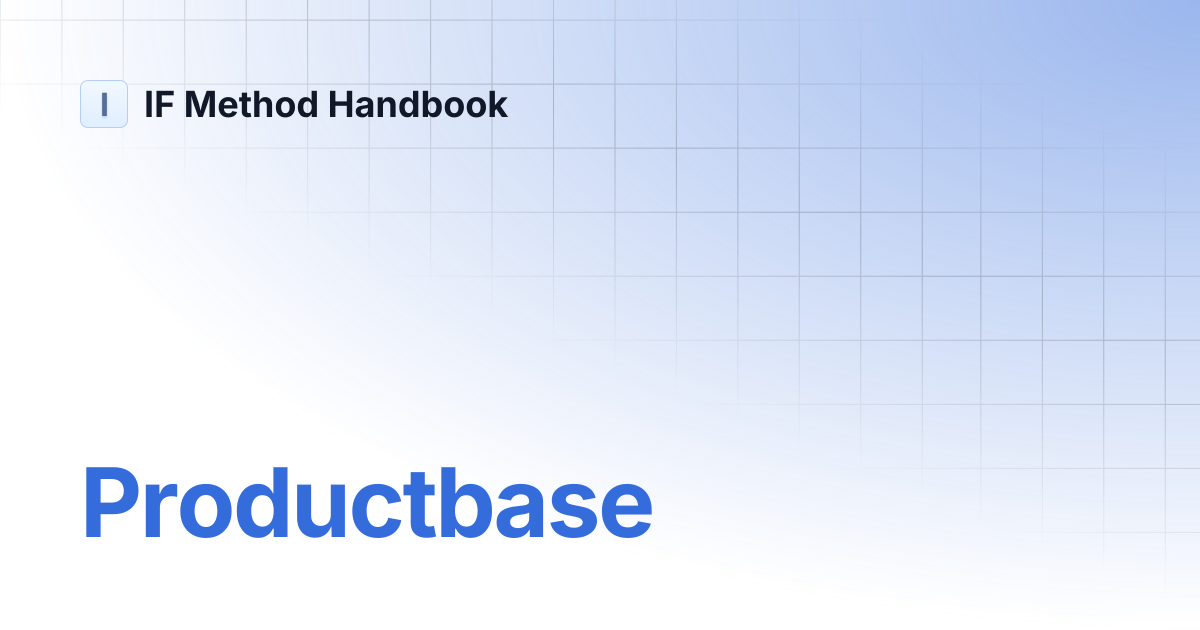 Productbase | IF Method Handbook